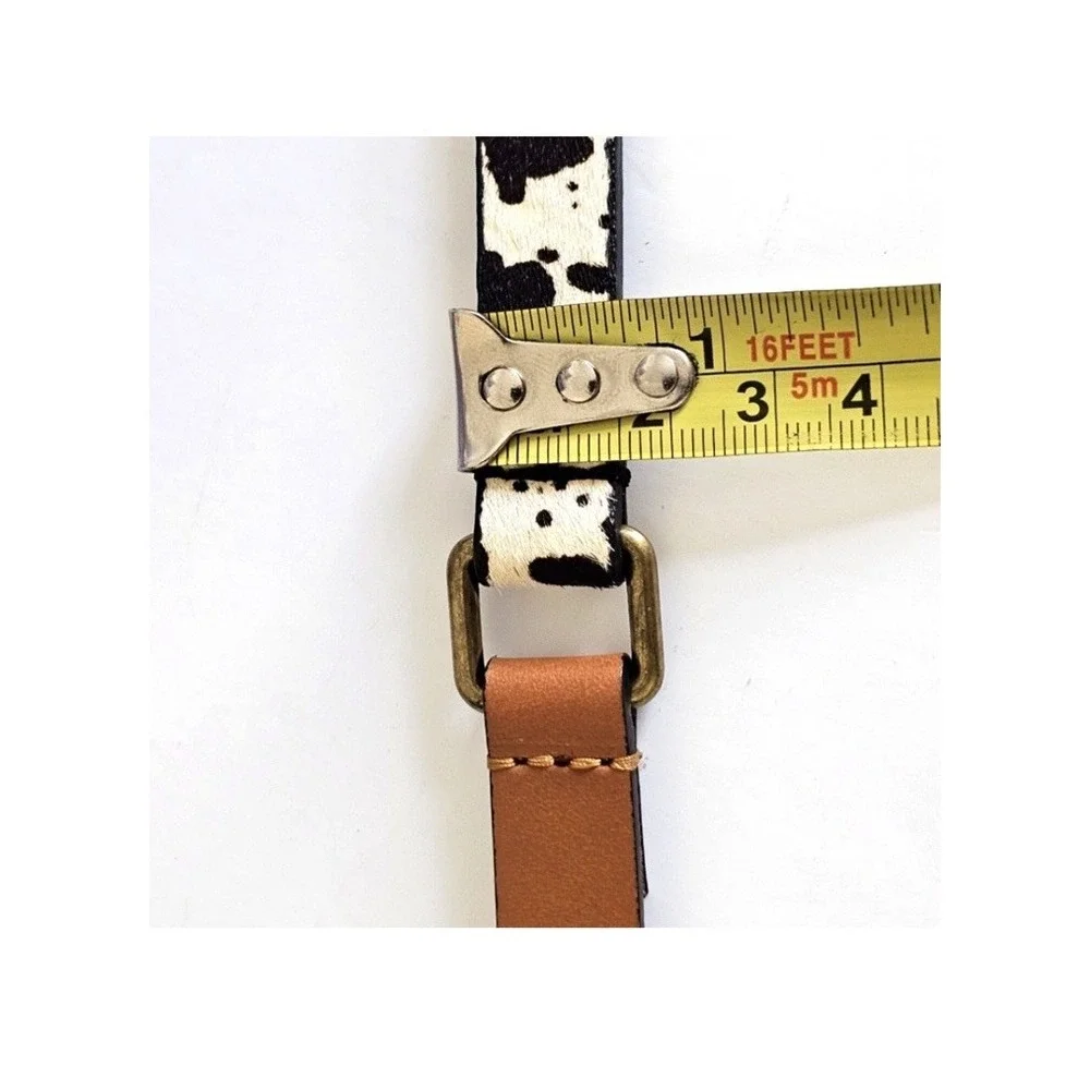 Banana Republic Dyed Calf Hair Faux Leather Brown Skinny Belt Animal‎ Print XS